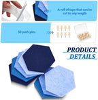 6.7 x 5.9 in 16 Pcs Hexagon Cork Board Tiles, Felt Pin Boards, Ocean - Image 4