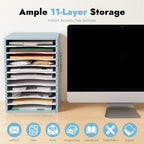 Mail Sorter Organizer, 11 Compartments Mailbox for Classroom, Desktop File Organizer with Adjustable Shelves, For Office Home Classroom, PVC, Blue - Image 4