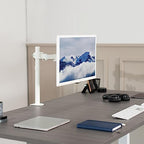 VIVO Single Monitor Arm Desk Mount, Holds Screens up to 32 inch Regular and 38 inch Ultrawide, Fully Adjustable Stand with C-Clamp and Grommet Base, VESA 75x75mm or 100x100mm, White, STAND-V001W - Image 2