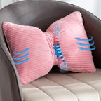 HIGOGOGO Lumbar Support Pillow for Recliner Chair, Bow Knot Shaped Back Support Cushion, Striped Corduroy Soft Decorative Lumbar Pillow for Office Chair, Sofa, Car, Bed, Living Room - Pink - Image 3