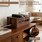 Large Acacia Wood Cable Management Box - Cord Hider&Organizer for TV Wires - Image 4