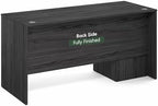 Furinno Roger 60 Inch Executive Desk with File Cabinet, Home Office Desk with 3-Drawer Fixed Pedestal Filing Cabinet, Desk Cord Grommet, for Home Office, Antique Grey - Image 5