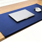 PU Leather Large Desk Pad with Stitched Edge, Waterproof Office Laptop Mouse Mat, Edge Protector Desk Accessories, Edge-Locked Non-Slip Writing Table Blotter (Navy,39.4"x19.7") by Unknown