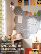 Fluxynara 8-Pack Hexagon Felt Bulletin Board Tiles, Soft Gray-1 - Image 5