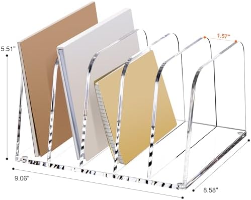 YUXUN Clear Acrylic Desktop File Sorter Organizer,Upright File Organizer, 5-Section Bookshelf for Home Office & Classroom - Image 6