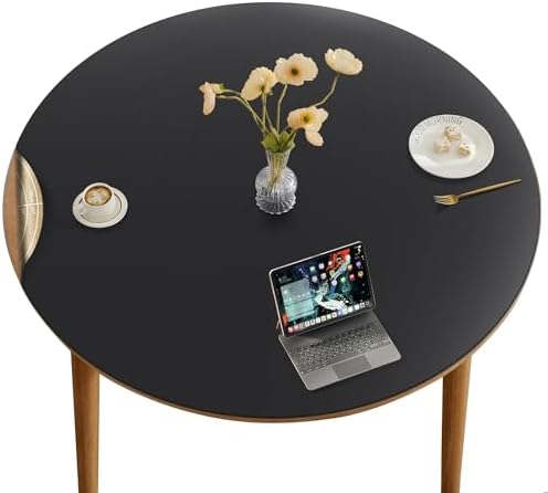 CENNBIE 54 Inches Round Cork Leather Dining Table Mat (Black) by CENNBIE