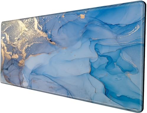 48 x 24 inch Mouse Pad Gaming Mousepad XXXXL Desk Mat Extra Large Desk Pad Giant Computer Mat Blue Marble 48 Inch Mouse Matt for Desktop Office Protector by BBSujane