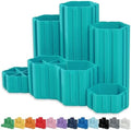 Glassboard Studio Hexaflex Organizer Set - Pen and Pencil Holder for Desk, Versatile Hexagon Design, Adjustable Dividers, 12 Color Options - Desk and Office Organization (Seaside Teal) by GlassboardStudio