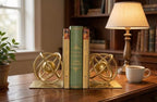 Book Ends Decorative, Modern Metal Unique Gold Bookends for Shelves, Round Design Bookend Book Stopper Holder for Home Office - Image 5
