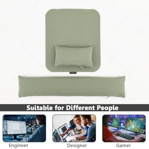 Large Mouse Pad Wrist Support Set, Bean Bag Mouse and Keyboard Wrist Rest Filled Ergo Beads, Easy Typing Gaming Home Office (Light Army Green) - Image 7