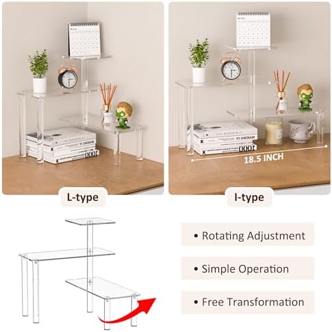 Sezanrpt Clear Countertop Corner Organizer Shelf 16.9x16.9x15.6 inch, 3 Tier Acrylic Organizer Corner Shelf for Bathroom, Kitchen, Study Room, Spice Jars, Coffee Bar, Dresser Table, Books - Image 5