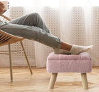 OGEMXU Storage Ottoman, Small Foot Stool Ottoman with Storage, Boucle Teddy Velvet Foot Rest with Padded Seat, Sturdy Wood Legs Stool for Living Room, Bedroom, Couch, Enterway (Pink) - Image 2