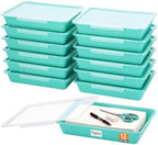 Tinlade 12 Pcs Classroom Paper Storage Bins with Lids, Teal, 13x10in by Tinlade
