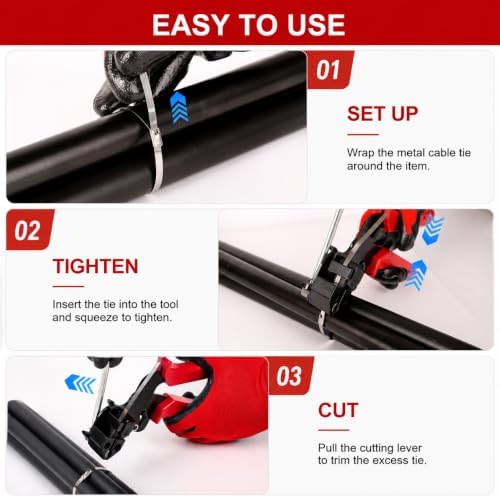 Metal Zip Ties Gun Tool Set with 150pcs Stainless Steel Zip Ties 11.8 inch - Image 6