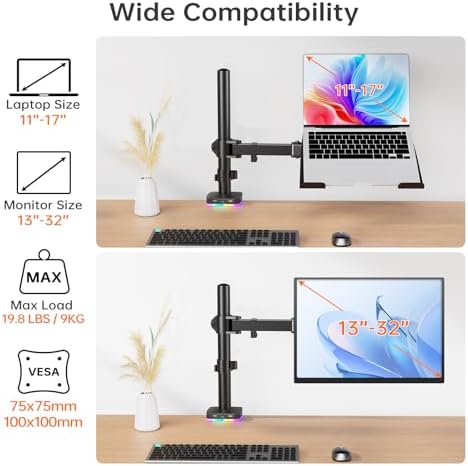 Afaloona RGB Convertible Laptop and Monitor Mount with USB Hub, Adjustable - Image 4
