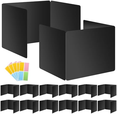12 Pack Black Desk Dividers for Students, Privacy Shields Folder for Students, Durable & Waterproof Plastic Study Board, Classroom Teacher Supplies Test Divider, Includes Extra Labels by bcabo