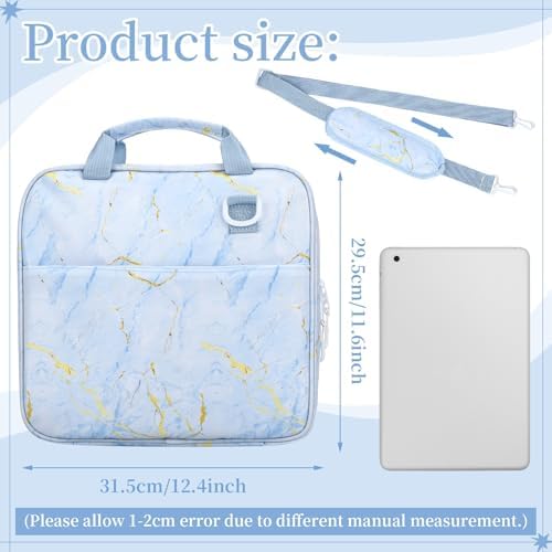 Zipper Binder Folder Keeper with Strap 2", 3 Ring, Blue, Marble - Image 2