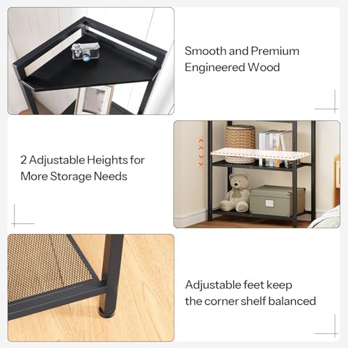 HOOBRO 5-Tier Corner Shelf Stand, Corner Shelf with LED Light, 56.3" Tall Corner Bookshelf, Display Rack Storage Organizer with Table, for Small Spaces, Living Room, Entryway, Black BB69DCJ01 - Image 5