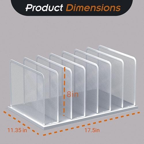 Kuntine.B 7-Section Upright Desk File Organizer Silver 2 Pack - Image 3