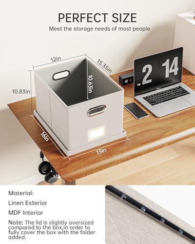 Oterri 2 Pack File Storage Organizer, Document Organizer, Portable File Box with Lid, Fit for Letter/Legal File Folder Storage,Beige-Box only - Image 2