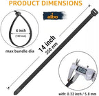 ALBO 1000 Pcs. Black Zip Ties, 14 Inch, Heavy Duty, 75 lb Tensile Strength - Image 2
