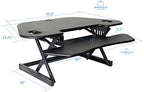 Rocelco 46" Height Adjustable Corner Standing Desk Converter with Dual Monitor Arm Bundle - Quick Sit Stand Up Computer Workstation Riser - Extra Large Keyboard Tray - Black (R CADRB-46-DM2) - Image 5
