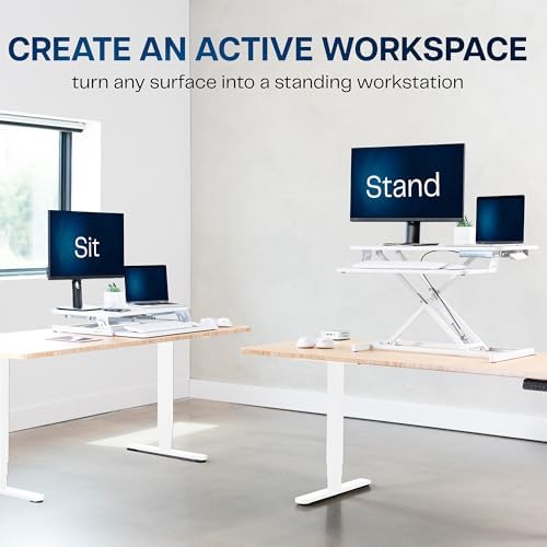 VIVO White 32 inch Standing Desk Riser, DESK-V000SW - Image 4