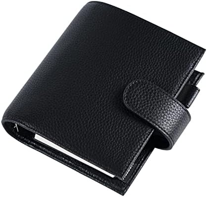 Moterm Pocket Luxe Rings Planner - Genuine Leather Binder Organizer (Pebble-Black, 30mm Ring) by Moterm