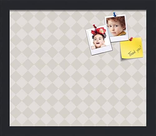PinPix 14x12 inch Cork Bulletin Board. This Decorative Framed Pin Board Comes with Diamond Pattern in Shades of Grey Design and Satin Black. Ideal for Home, Office Decor or School (PinPix-373) by PinPixBulletinBoards