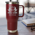 The Wedding Party Store Custom Personalized 20 oz Stainless Steel Powder Coated Vacuum Insulated Double Walled Travel Tumbler Coffee Mug with Handle and Lid (Maroon) - Image 6