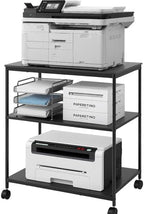 Heavy Duty 3-Tier Printer Stand with Locking Wheels, 23.6"x18.9" *31.5" Large Printer Table Shelf, Holds 100 lbs per Shelf - Fits Most 60" Desks, Perfect for Office, Home, Laser Printer or Mini Fridge by eMeritDirect