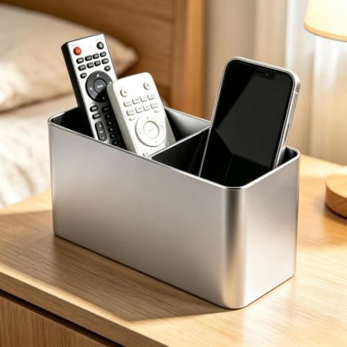 Metal Aluminum Pencil Holder, 2 Slots, Silver - Image 2