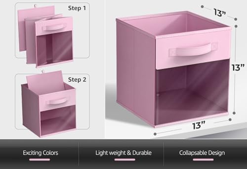 Sorbus Storage Bins with Clear Window, 6 Pack (13", Pastel Multi-Color) - Image 3