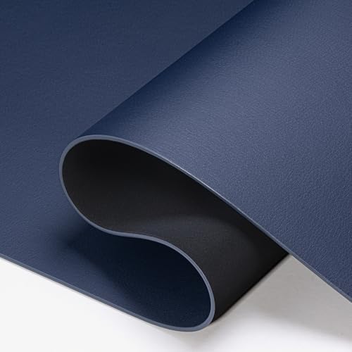 Nekmit Leather Desk Blotter Pad 36 x 20 Inches, Flat, Non-Slip, Waterproof, Blue - Image 2