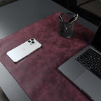 Jersey Genuine Calfskin Leather Desk Pad, Office Desk Mat with Non-Slip Bottom, Smooth Surface for Mouse & Keyboard, Desk Protector (14.6x31.5 inches) (Purple) - Image 4