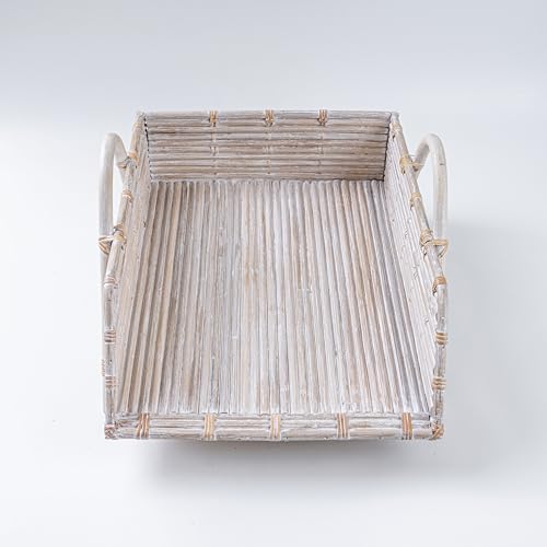 Rattan Inbox Tray for Desk, Made in Indonesia – 14x10.5x3.5 inch Handwoven Basket Organizer, Single Letter Tray with Sturdy Frame, Decorative Wicker Paper Holder (White Wash) - Image 4