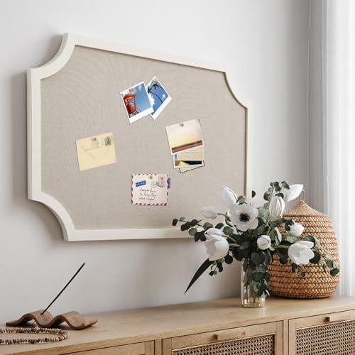 Wonderjune Linen Display Pinboard, Scalloped, 24'' X 36", Bright White - Image 2