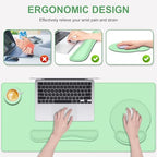 4 PCS Mouse Pad Desk Mat Protector, Keyboard Wrist Rest + Comfortable Mouse Pad with Wrist Rest +Coaster, Large Gaming Mousepad for Computer Laptop, 35.4"X 15.7" Deskpad for Office Home I Light Green - Image 2