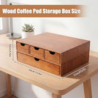 Wooden Pod Holder Drawer Coffee Tea Box, Quadruple, Wood color - Image 2