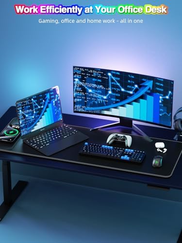 Wireless Charging Mouse Pad, 31.5"x11.81" XL Gaming Mousepad with 11 RGB Colors & 5 Lighting Modes, Home Office Large Desk Pad, Ultra-Smooth Surface, Non-Slip, Waterproof Keyboard Pad Black Desk Mat - Image 5