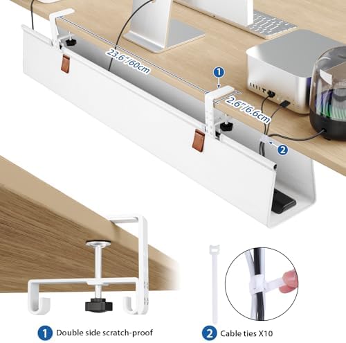 Zilink Under Desk Management Tray Desk Cable Organizer 40 inch, White - Image 4