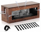 Chunful Extra Large Cable Management Box, 16'' Wood Cord Box Organizer with Ventilation Nets & Organizer for Power Strip, TV Wires & Desk Cable Storage, Magnetic Lid Hide Floor Cables by Chunful