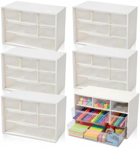 Briwooody 6 Pack Small Drawer Organizer Stackable Desktop Storage, White by Briwooody
