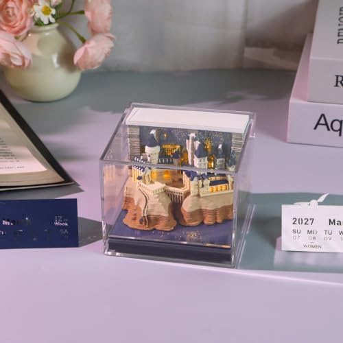 3D Calendar 2027, Tear-Away Desk Calendar, Paper Art Memo Pad, LED Light (Magic Castle) - Image 4