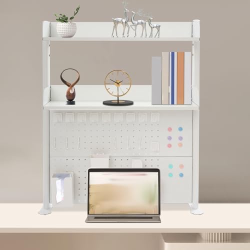 Desk Organizer Shelf with Pegboard, Multipurpose Clamp On Countertop Hutch Bookshelf, Desktop Bookshelf Storage Shelves for Home Office Dorm - Image 2