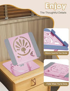 Adjustable Rotating Laptop Stand for Desk, Aluminum Riser, Pink - Image 3