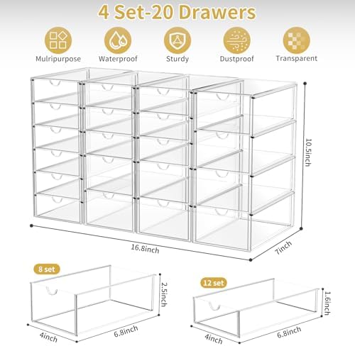 20 Drawers Acrylic Makeup Organizer, stackable Acrylic Storage Drawer - Image 2