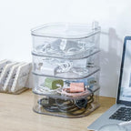 Large Charger Cable Storage Box with Lid, 4-Tiers, Clear - Image 3