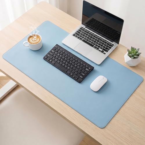Blue Desk Mats Gaming Desk Pad, 24"x47" ZGLCQSGY Extended Mouse Pad Large Keyboard Mats, Laptop Mat for Desk, Desktop Mat Mousepad Office Decor for Women by ZGLCQSGY