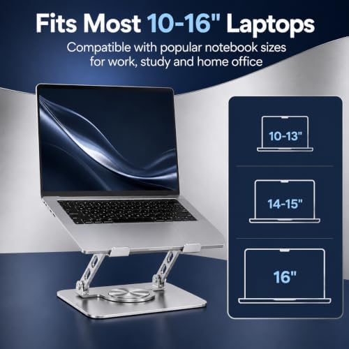 Laptop Stand with 360° Rotating Heavy Base, Foldable Adjustable - Image 3